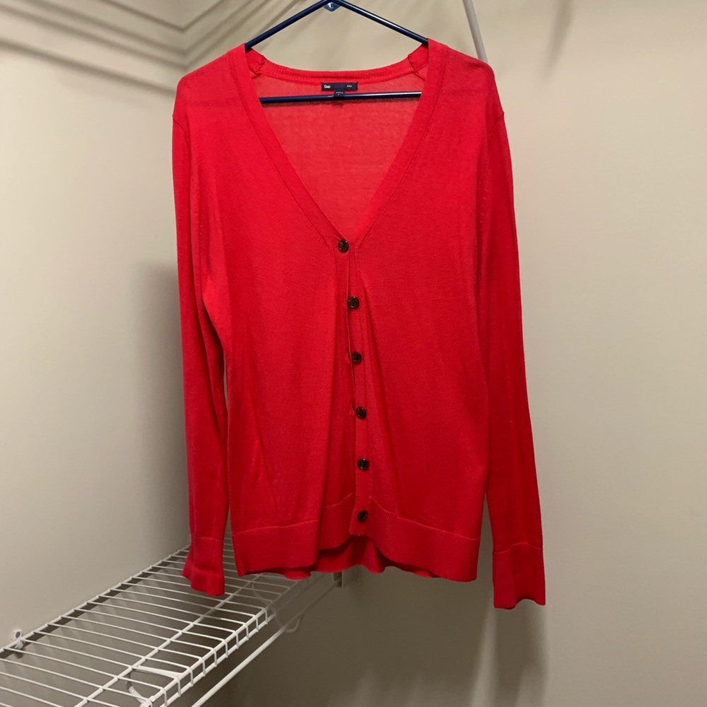 Gap pink button-up sweater/cardigan